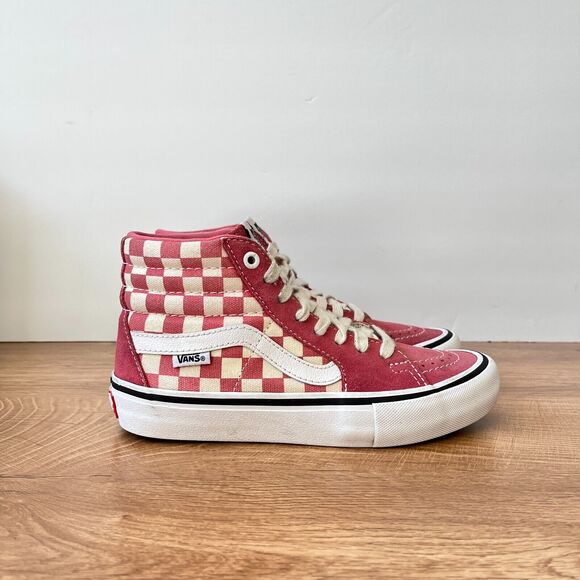 Vans SK8 Hi Pro Checkerboard Desert Rose Skateboarding Shoes Youth Size 4